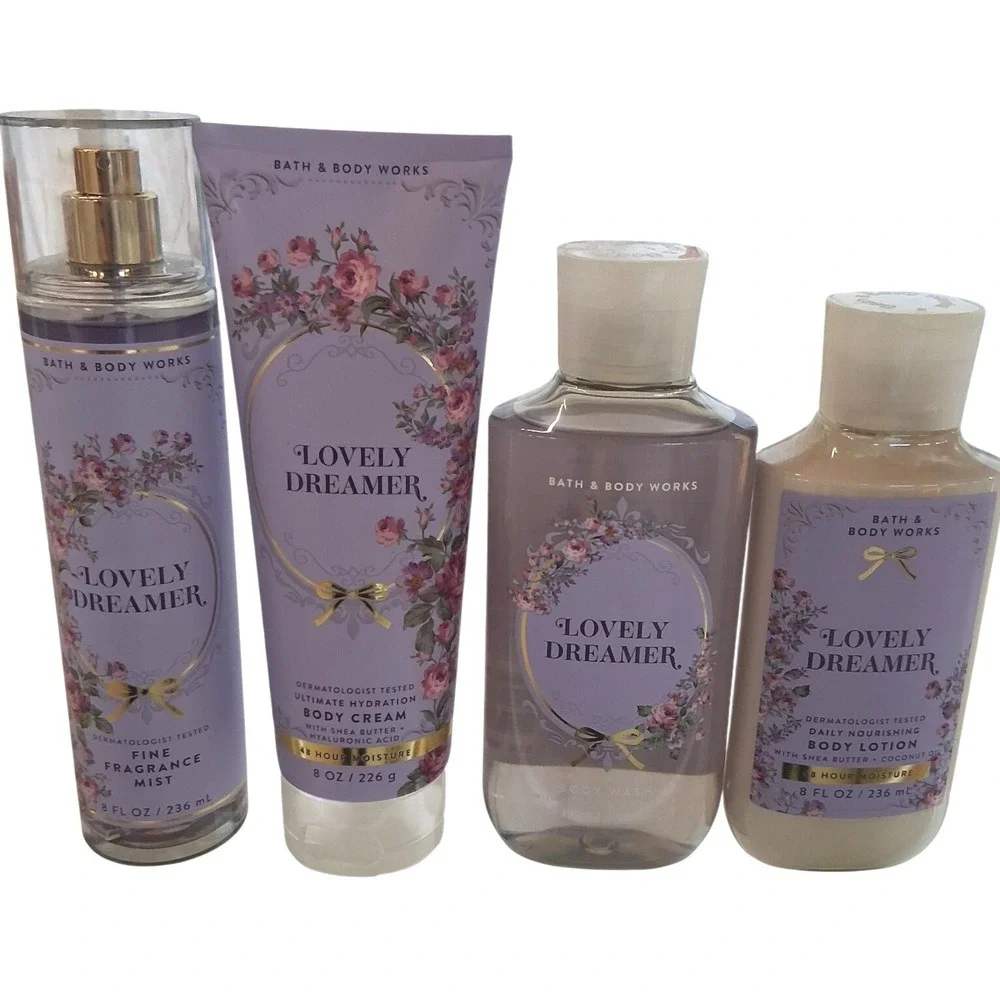 Bath & Body Works Women's Lovely Dreamer 4pcs Body Mist‎ Cream Wash Lotion Musk